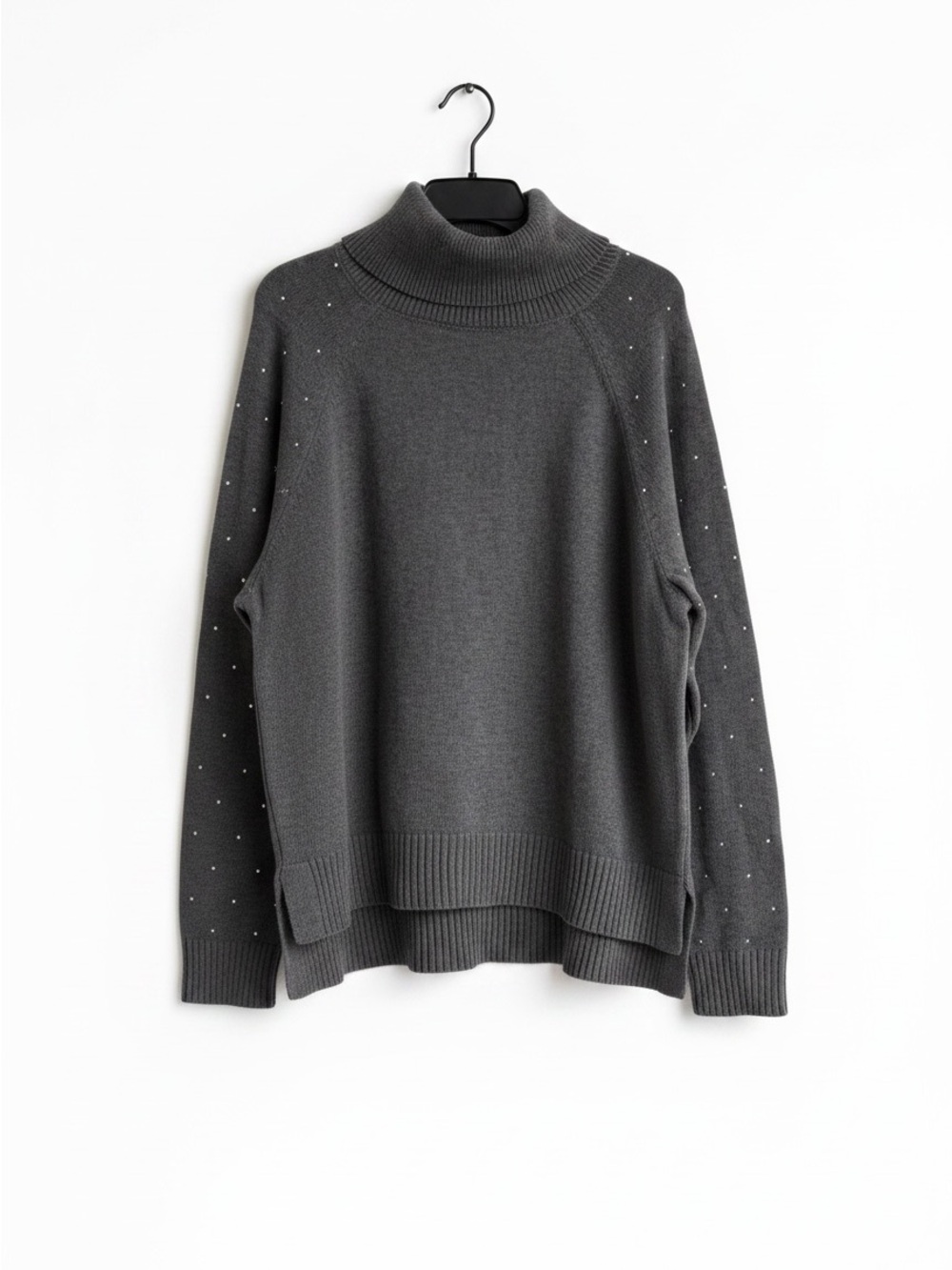 ✨ NWT DKNY Gray Studded Cotton Turtleneck ✨ Size L